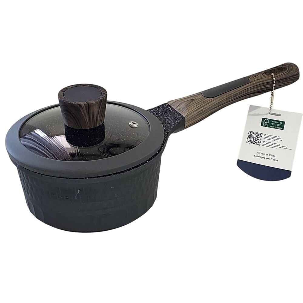 D&W‎ Premium Cookware 7in Saucepan Casserole with Lid Charcoal Aluminum 1.9QT